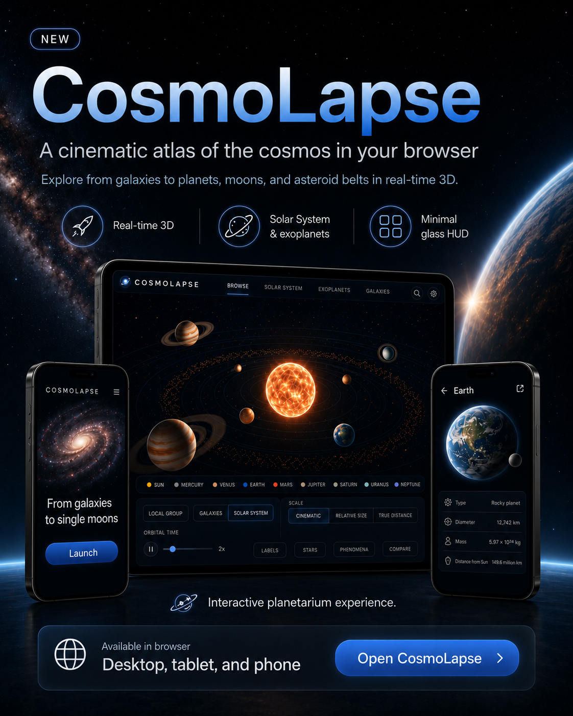 CosmoLapse, an interactive 3D atlas of the cosmos, is now live