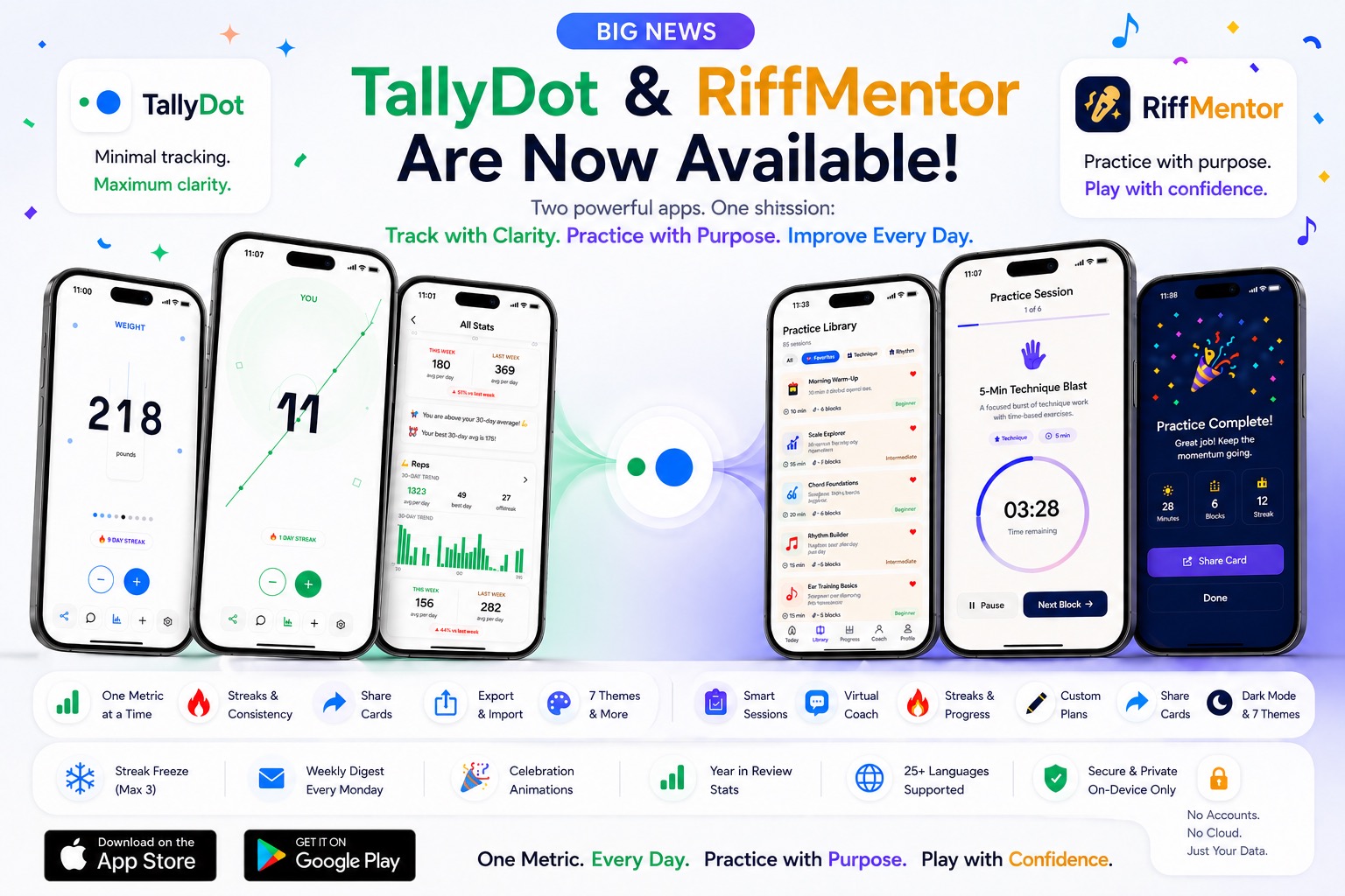 TallyDot and RiffMentor are now available on the App Store and Google Play
